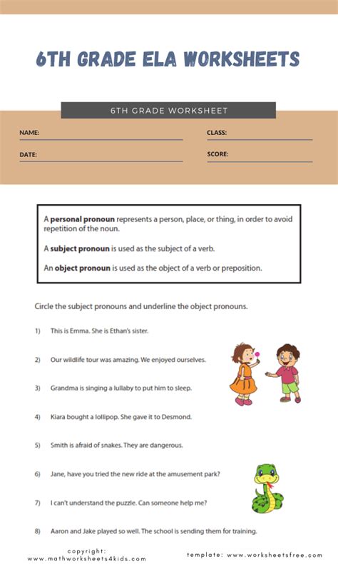 common core ela worksheets 6th grade Kindle Editon