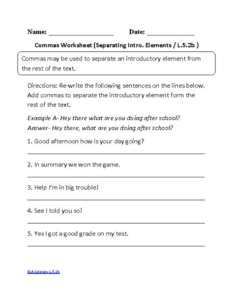 common core worksheets 5th grade ela PDF