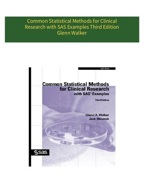 common statistical methods for clinical research with sas examples third edition PDF