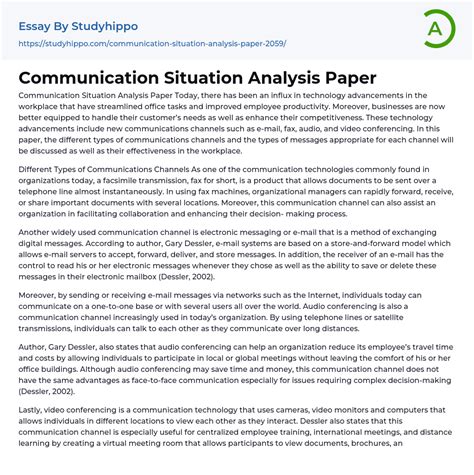 communication analysis paper example Reader