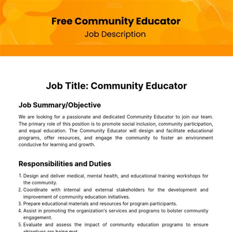 community educator job description Epub