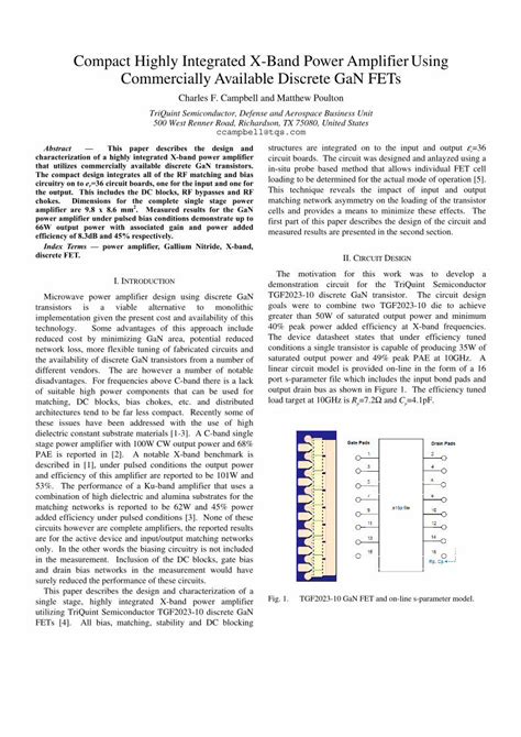 compact highly integrated x band power amplifier using Epub