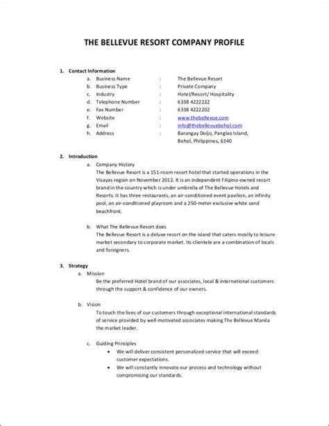 company profile sample for hotel supply company PDF