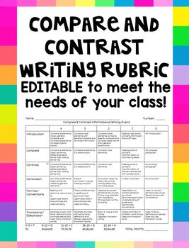 comparison and contrast writing rubrics PDF