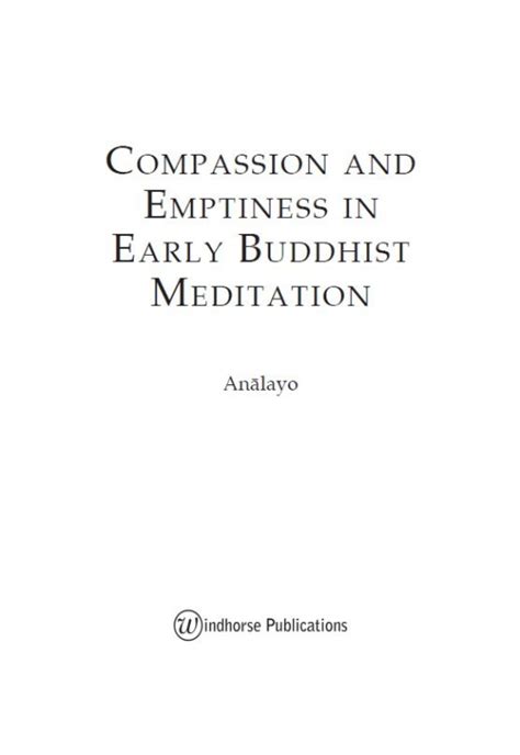 compassion and emptiness in early buddhist meditation Epub