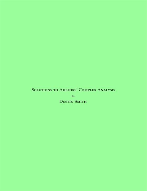 complex analysis ahlfors solution manual Kindle Editon