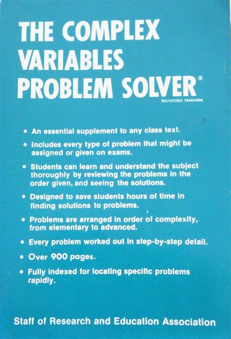 complex variables problem solver problem solvers solution guides Doc