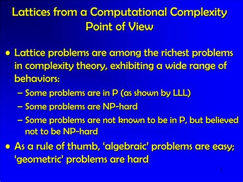 complexity of lattice problems complexity of lattice problems Reader