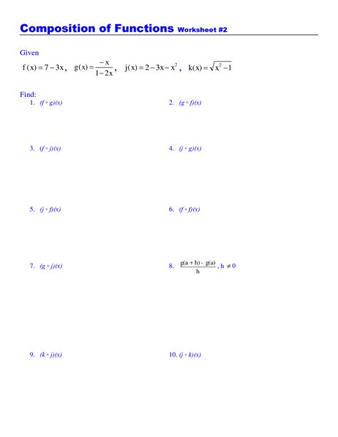 composition of functions worksheet