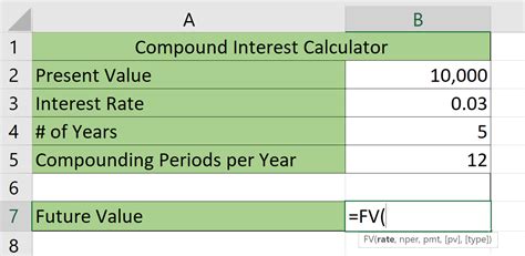 compound interest calculator excel