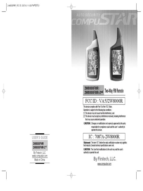 compustar 2w8000fmr install manual PDF
