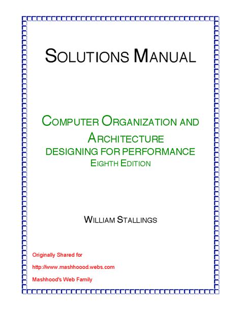 computer organization and architecture 8th edition solution manual Epub