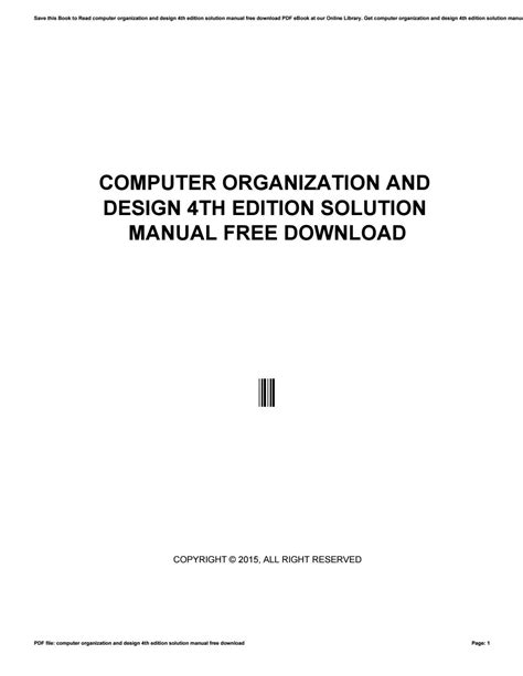 computer organization and design solutions manual free PDF