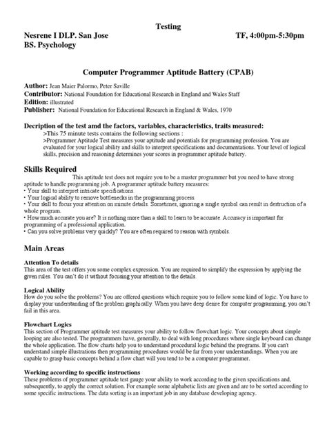 computer programmer aptitude test Kindle Editon