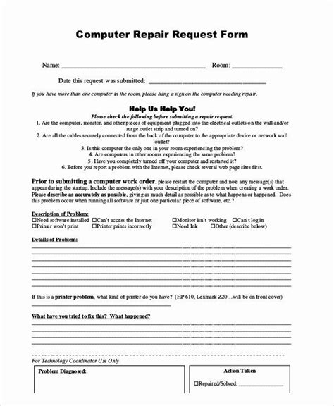 computer repair document template Epub