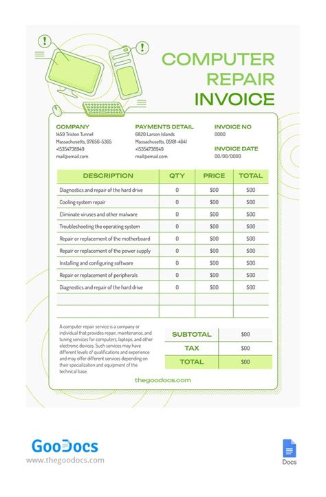 computer repair invoice templates Reader