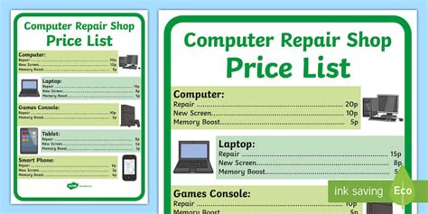 computer repair price list 2014 PDF