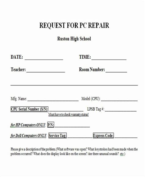 computer repair release form template PDF