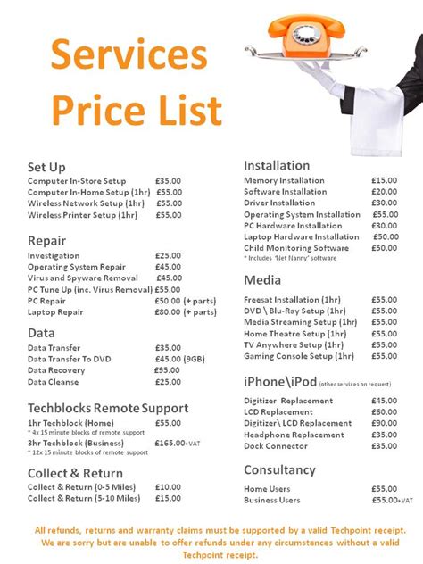 computer repair service price list Doc