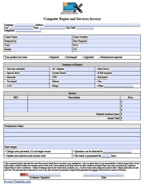 computer repair ticket template Epub