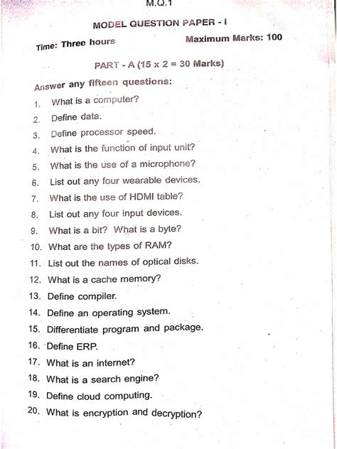 computer science engineering model question paper