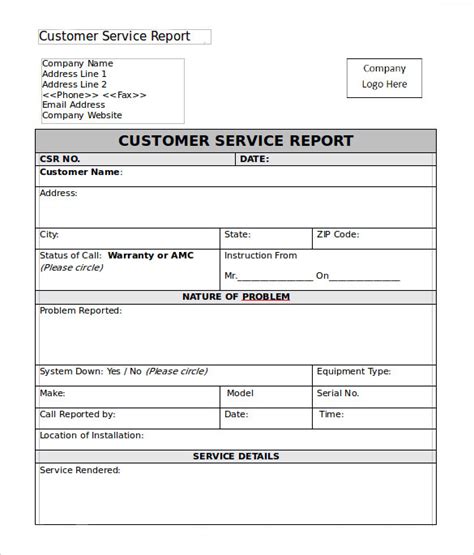 computer service call report format doc Reader