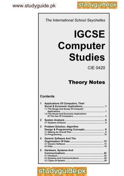computer studies as level notes by studyguide Reader