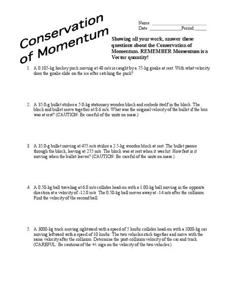 conservation of momentum experiment 14 answers Reader