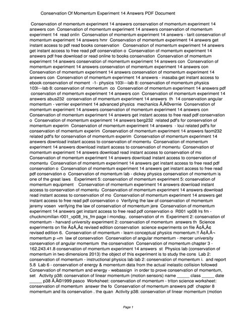 conservation of momentum experiment 14 answers Reader