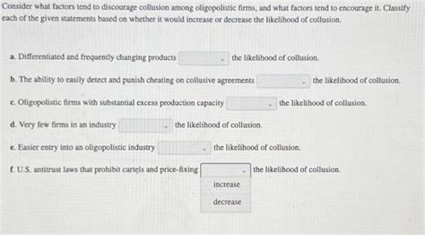 consider what factors tend to discourage collusion