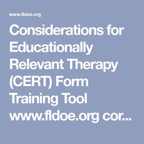 considerations for educationally relevant therapy cert florida Reader