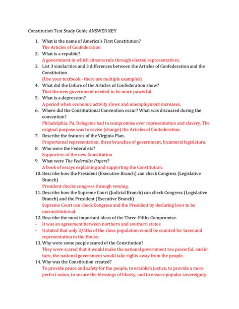 constitution test study guide answers Doc