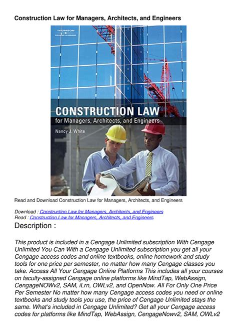 construction law for managers architects and engineers PDF