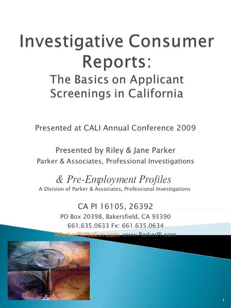 consumer report investigative consumer report