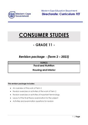 consumer studies grade 11 exam papers 2010 Doc