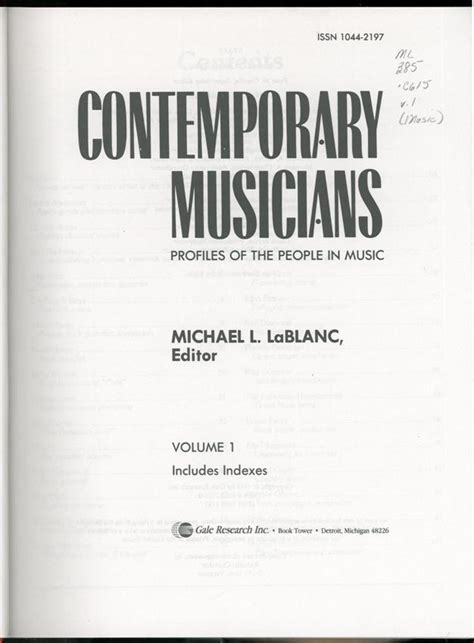 contemporary musicians profiles of the people in music Reader