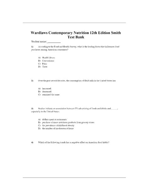 contemporary nutrition chapter exams Reader