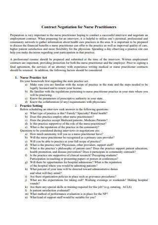 contract negotiation nurse practitioner Epub