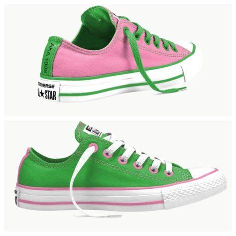 converse shoes pink and green