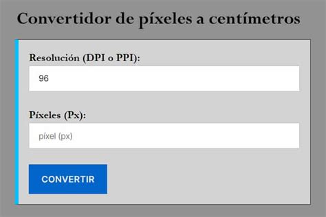 convertidor de cm a pixeles