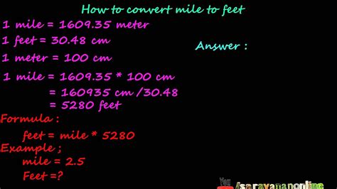 converting feet to miles formula