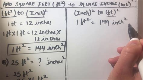 converting inches to square inches