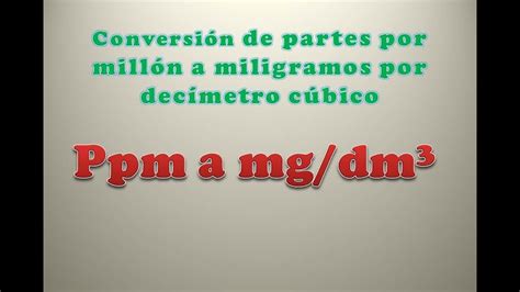 convertir ppm a mg l