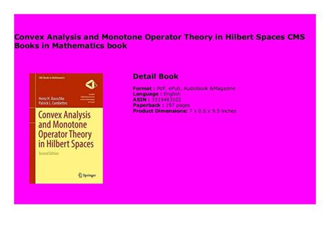 convex analysis and monotone operator theory in hilbert spaces cms books in mathematics Epub