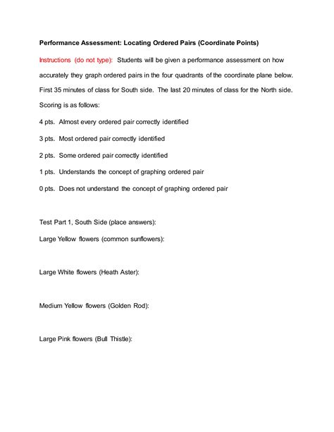 coordinate plane performance assessment Epub