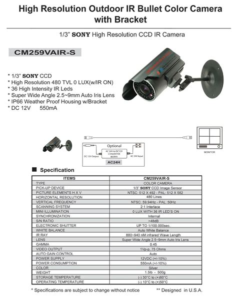 cop usa cm259vair wf security cameras owners manual and wiring diagrams Ebook Doc