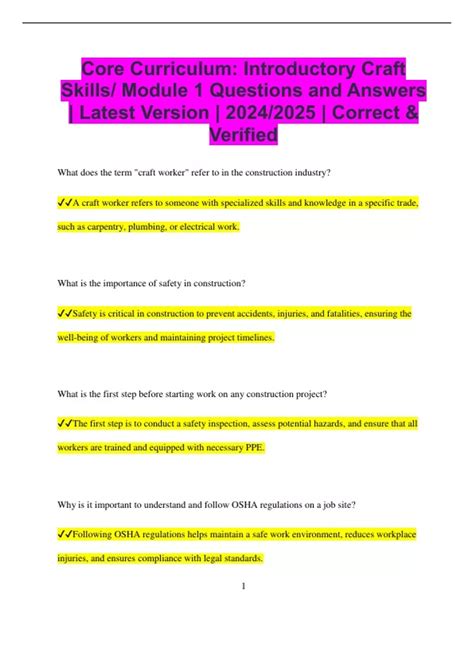 core curriculum introductory craft skills quiz answers Epub