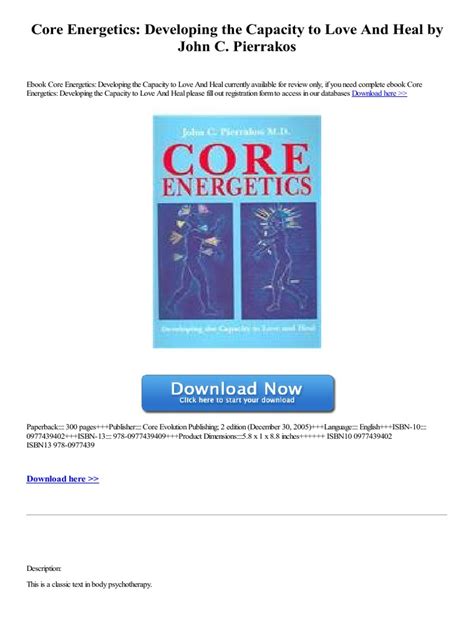 core energetics developing the capacity to love and heal PDF