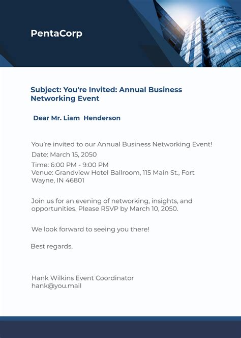 Corporate Event Email Invitation Template