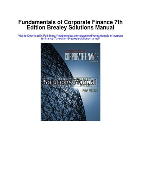 corporate finance brealey 7th edition solutions manual PDF